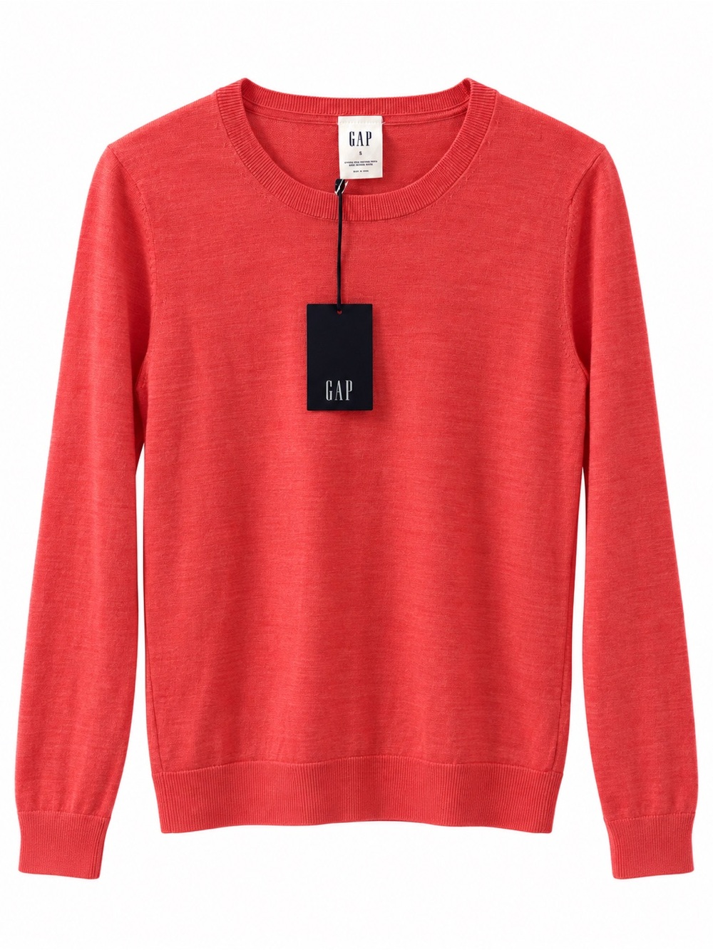 GAP 100% Merino Wool Coral Red Crewneck Sweater Small NWT